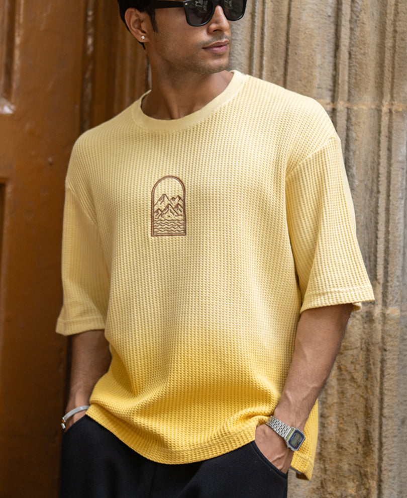 Yellow Structured Ombre T-Shirt.