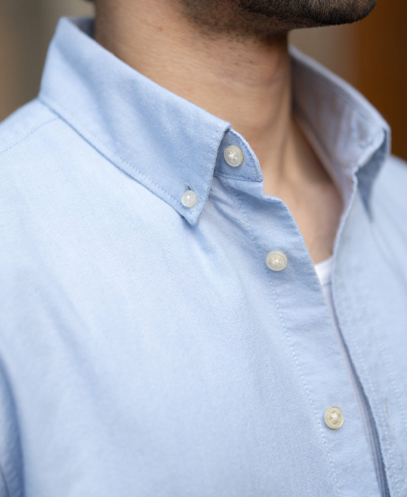 Blue Oxford Button Down Shirt.