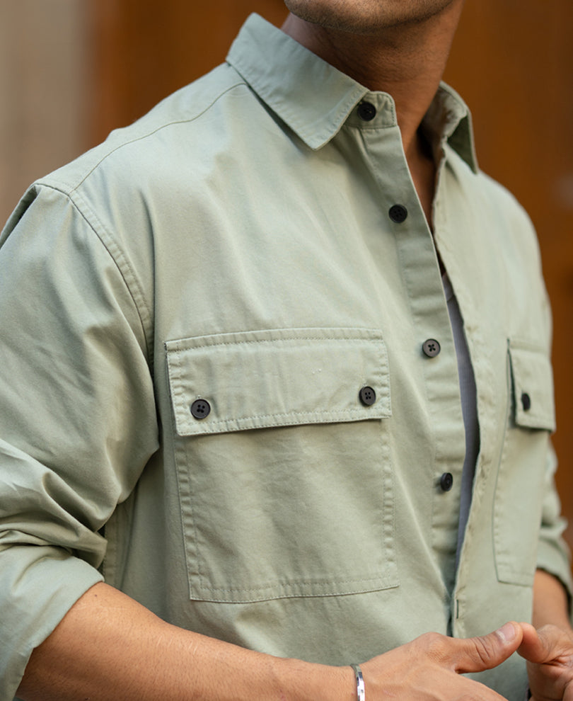 Light Green Double Pocket Lightweight Shirt.