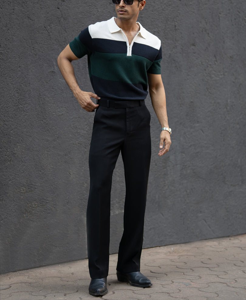 Olive & Navy Knit Stripe T-Shirt