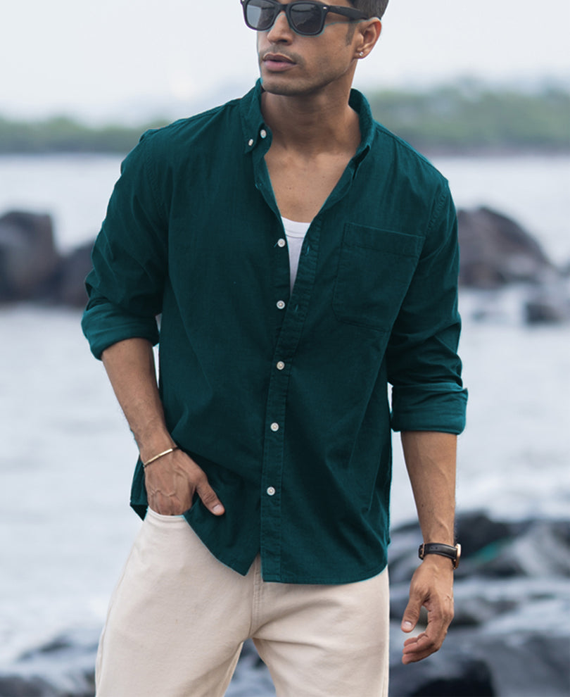 Dark Teal Corduroy Buttondown Shirt