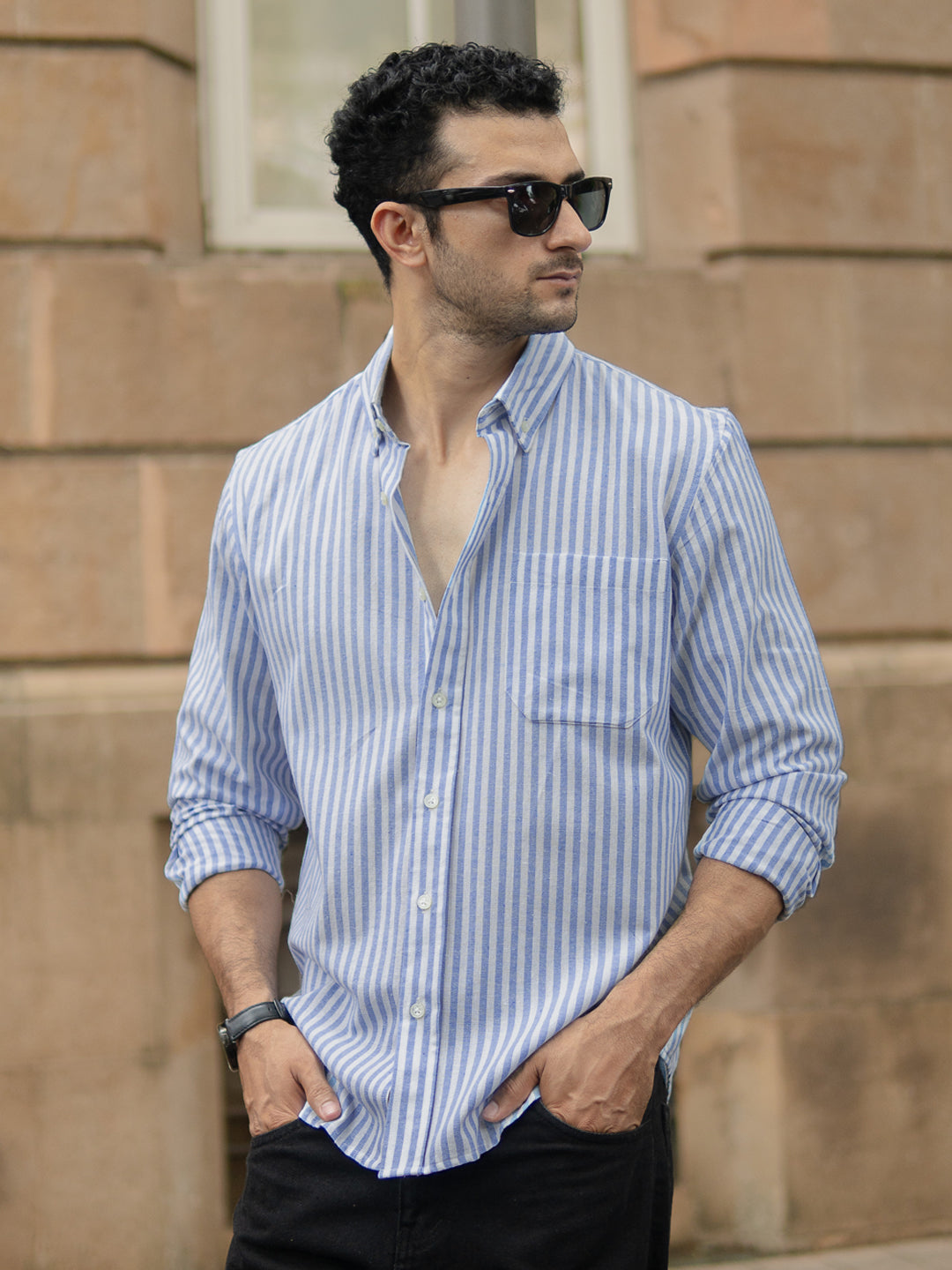 Light Blue Striped Button Down Shirt