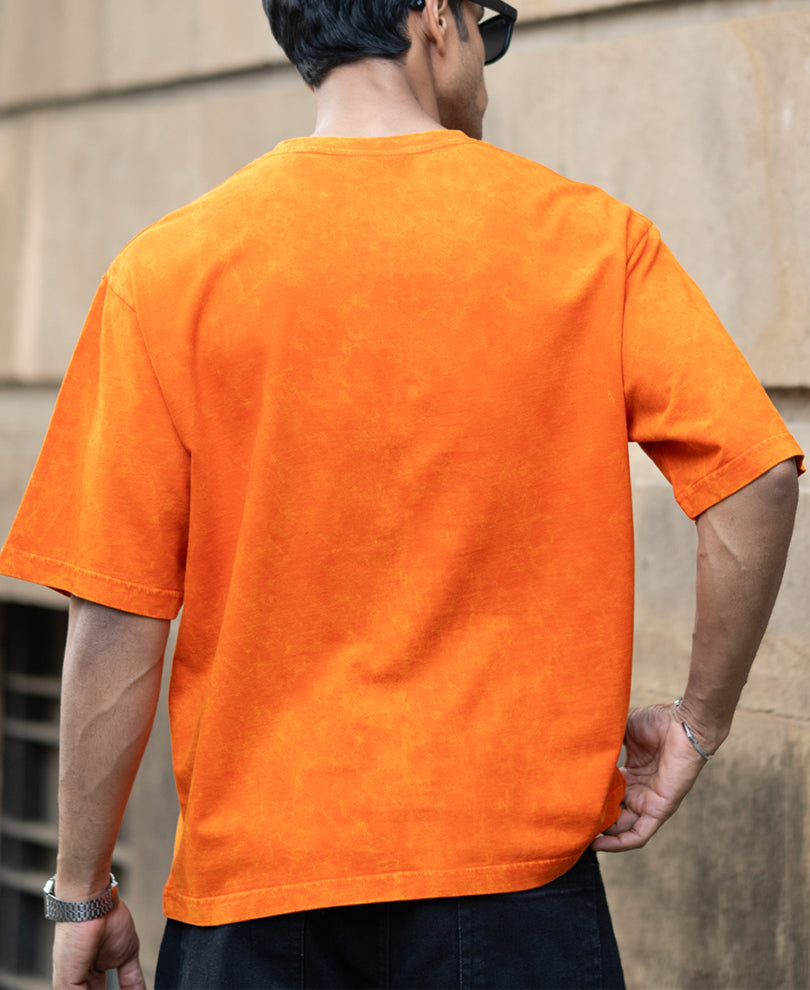 Orange Washed Graphic T-Shirt
