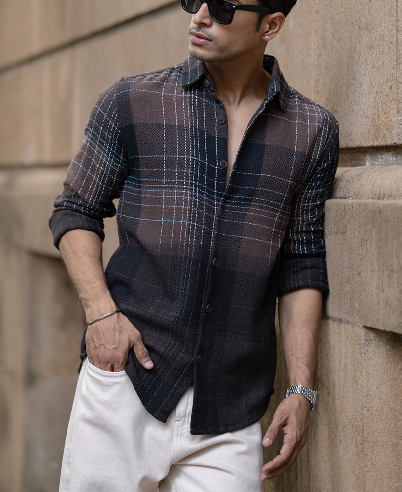Brown Ombre Checks Shirt