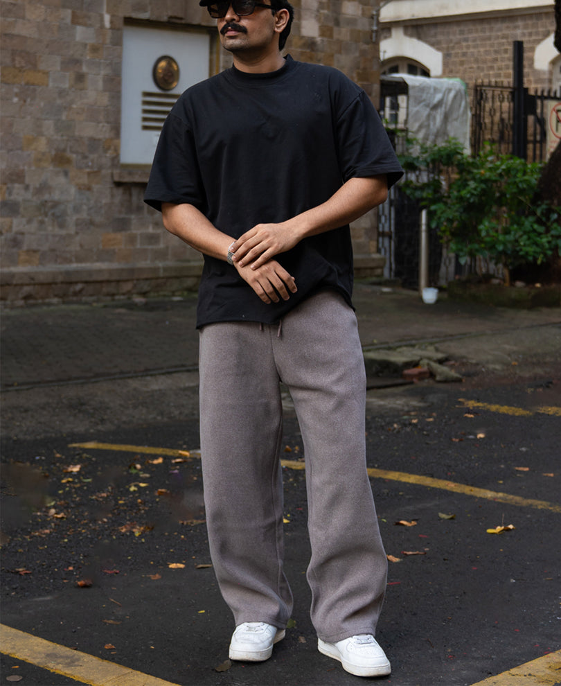 Brown Melange Baggy Trackpants