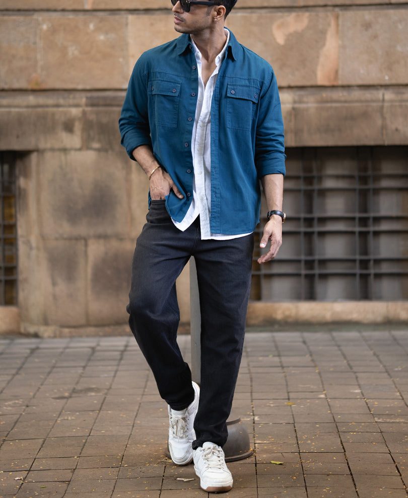 Royal Blue Structured Overshirt