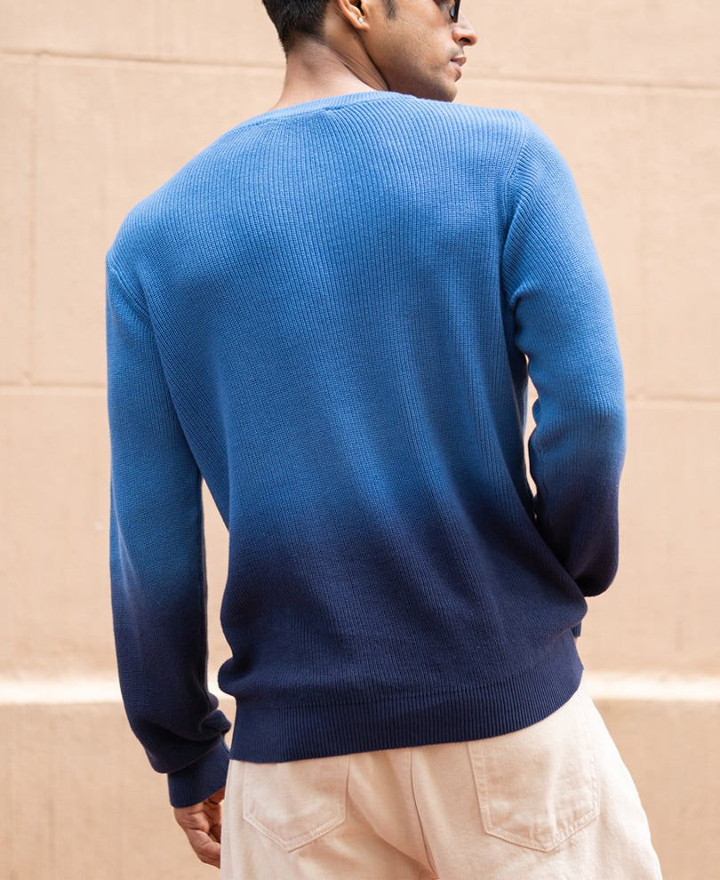 Blue Ombre Cotton Sweater