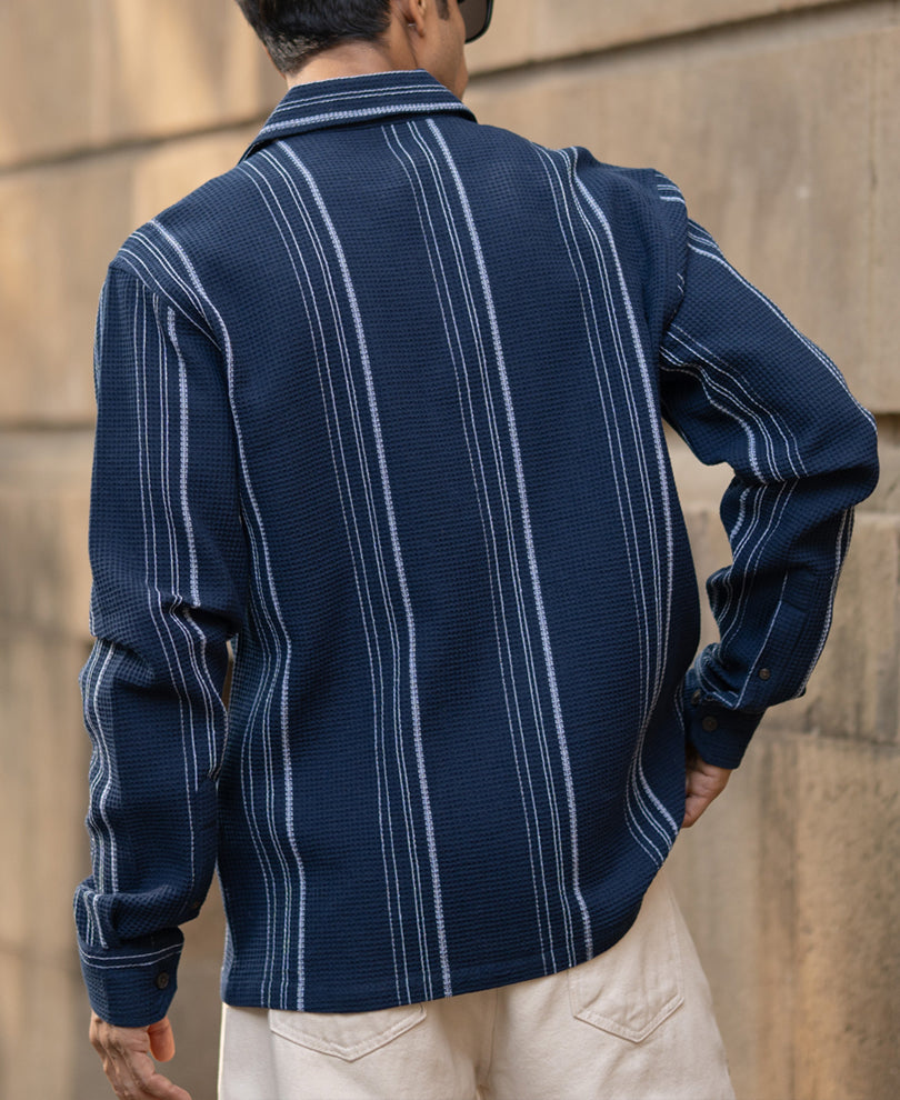 Navy Structured Striped Shirt