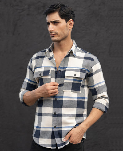 Navy Structure Checks Shirt