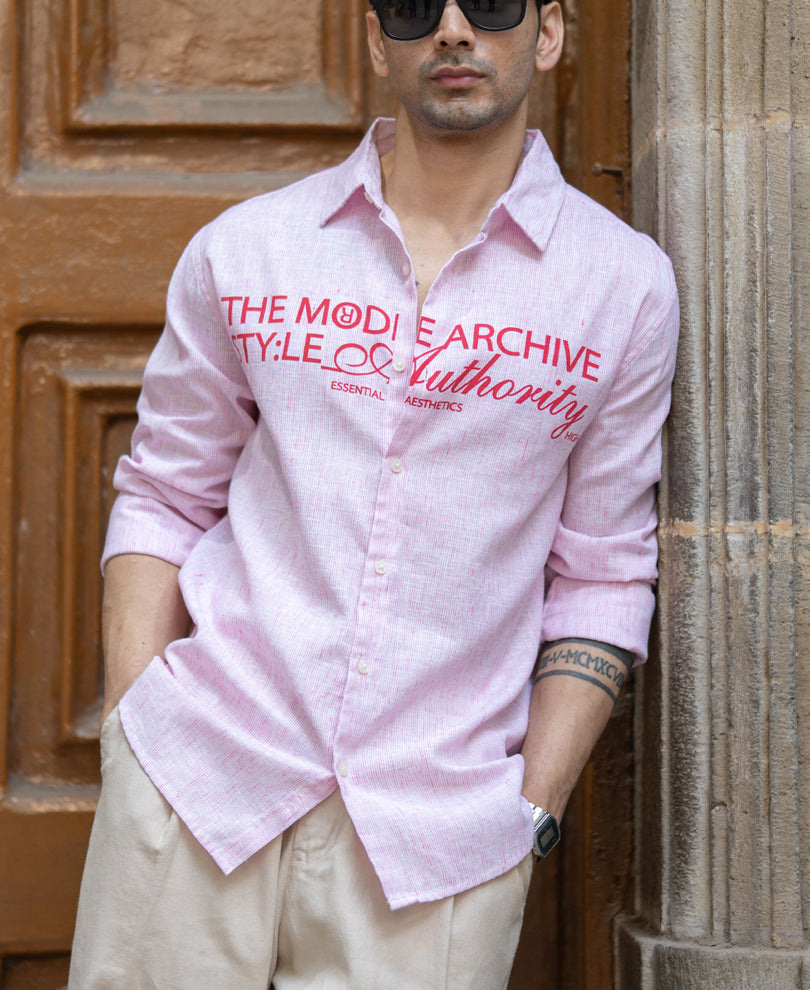 Pink Printed Stripe Shirt.