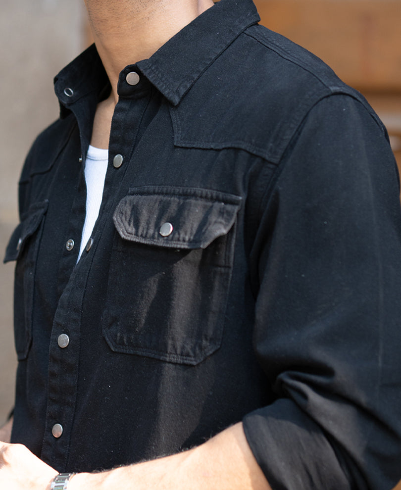 Black Denim Oversized Shirt