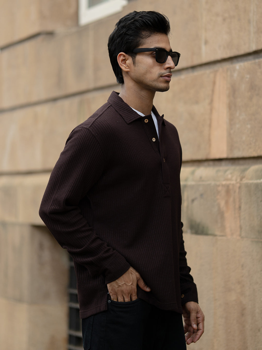 Dark Brown Knit Kurta Shirt