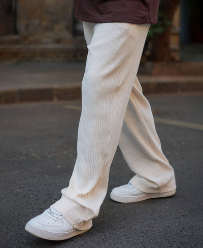 Cream Baggy Fit Track Pant
