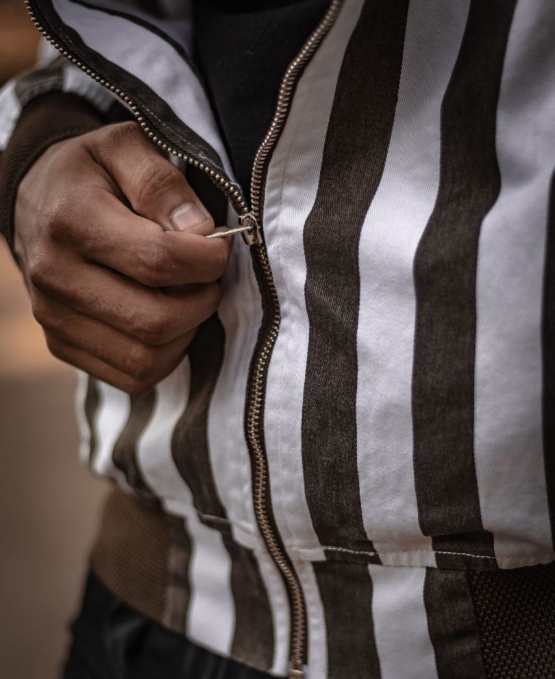 Olive Green Stripes Bomber Jacket