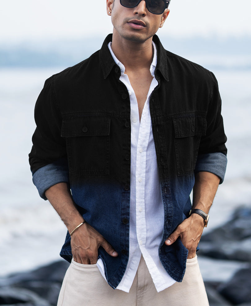 Black Ombre Denim Shirt