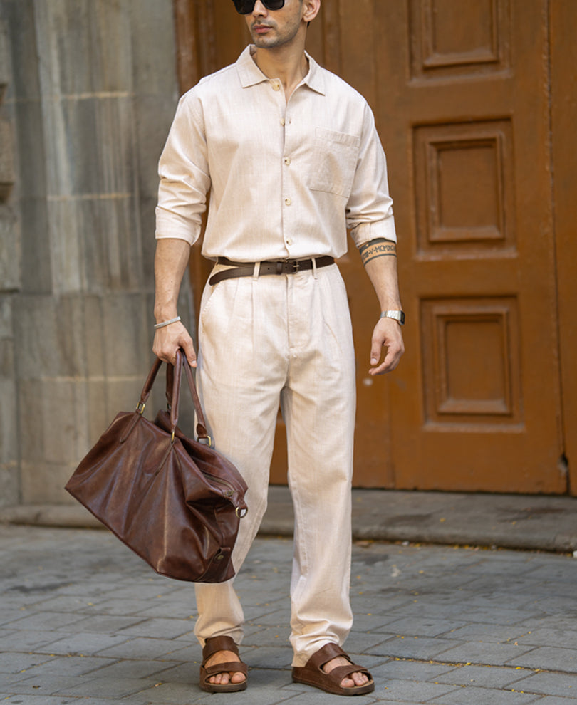 Beige Linen Lightweight Co-Ord Set.