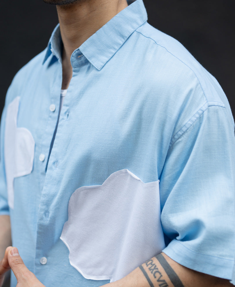 Sky Blue Cloud Applique Shirt.