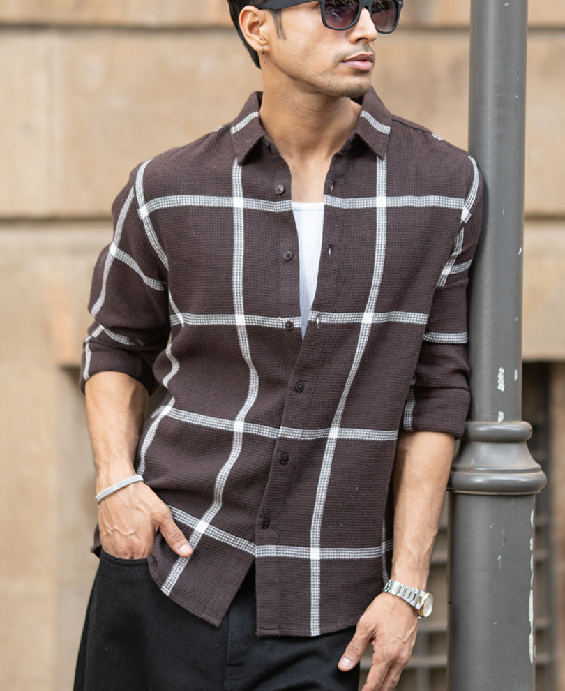 Brown Structure Checks Shirt.