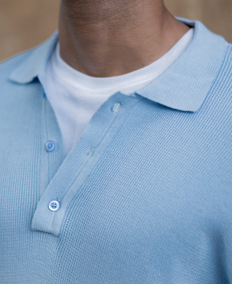 Light Blue Ombre Knit T-Shirt