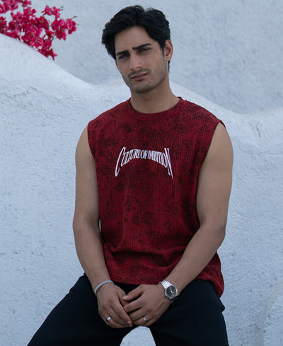 Brick Printed Drop Shoulder Sando