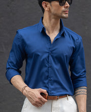 Navy Melange Stretch Shirt.