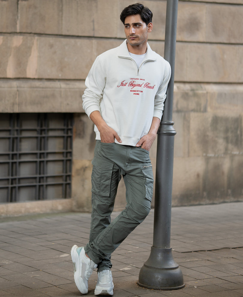 Off White Embroidered Fleece Sweatshirt