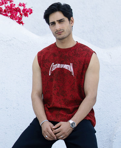 Brick Printed Drop Shoulder Sando