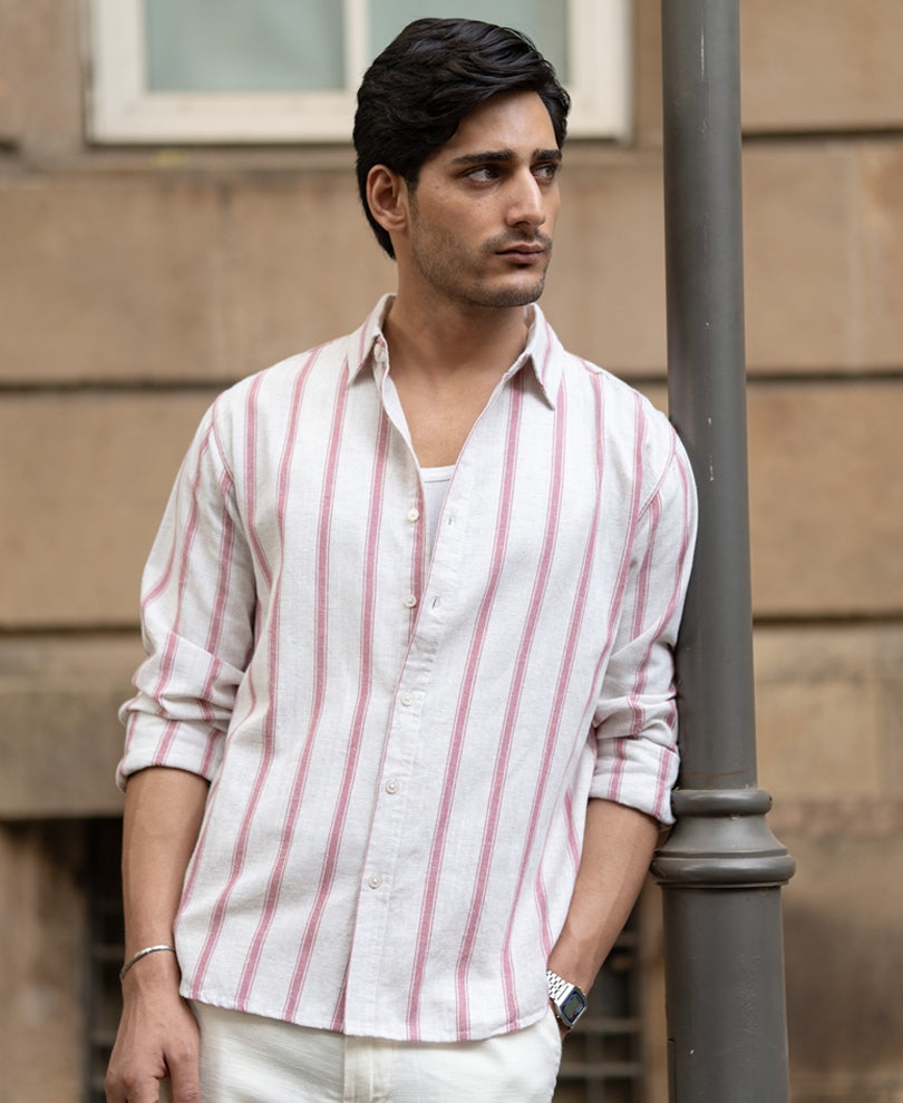 Pink & Natural Stripe Shirt.
