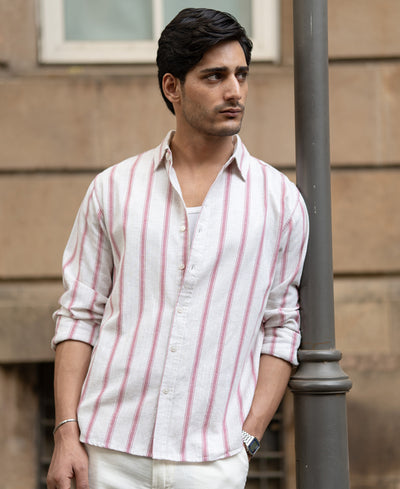 Pink & Natural Stripe Shirt