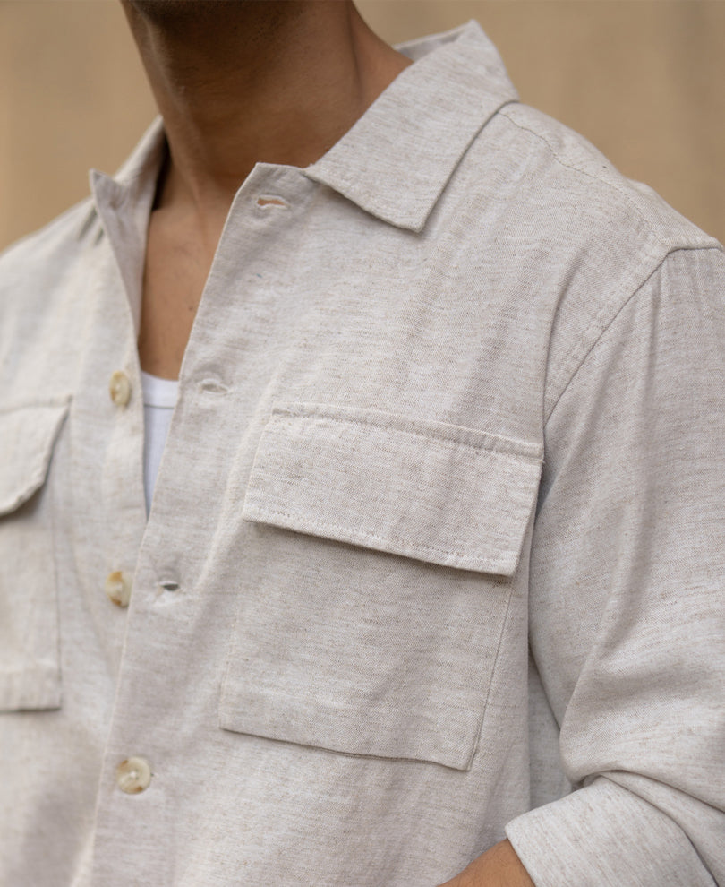 Natural Linen Double Pocket Shirt