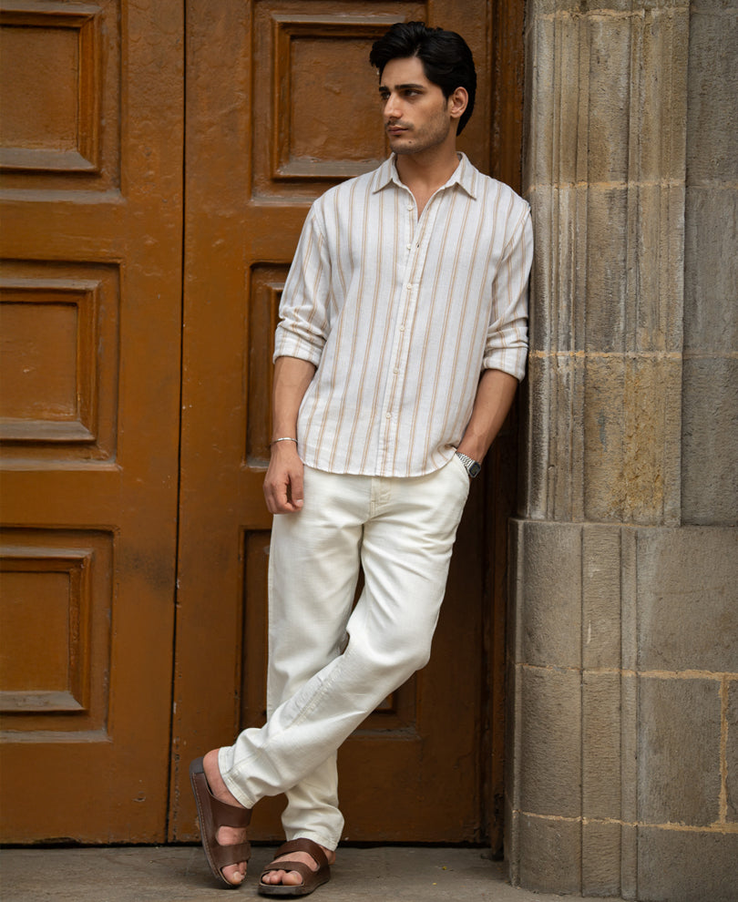 Natural & Beige Broad Stripe Shirt