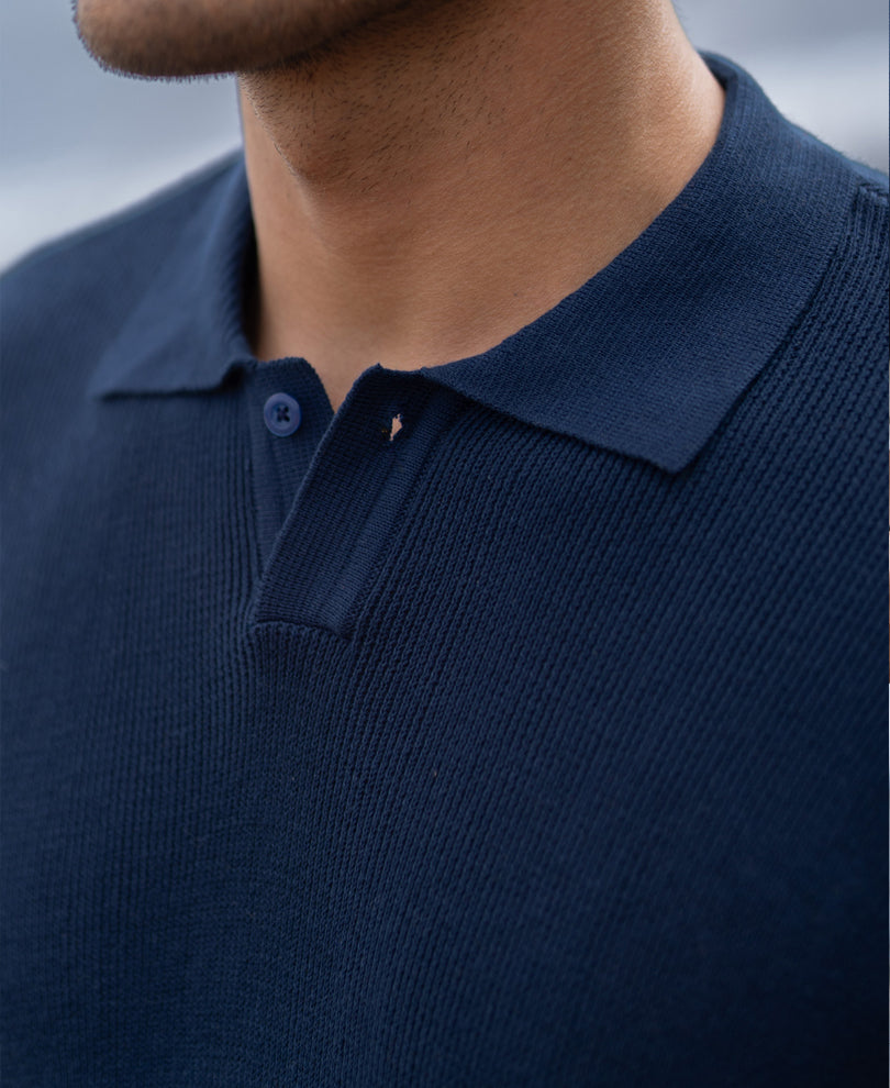 Dark Blue Knitted Ombre T-Shirt