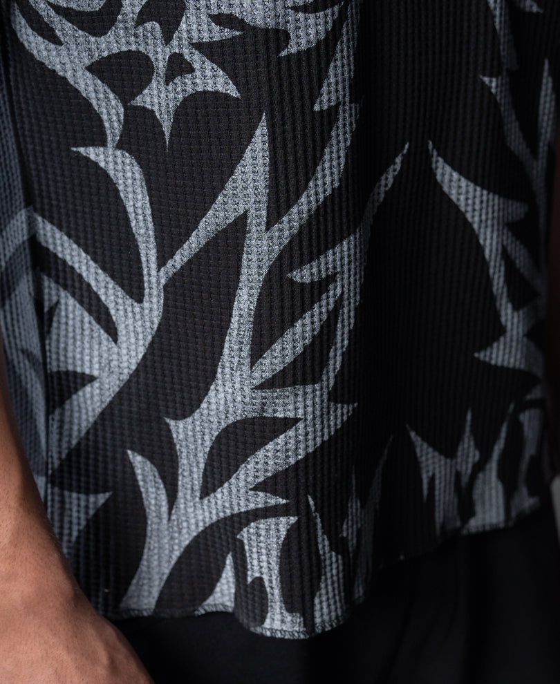 Black Grunge Print Vest.
