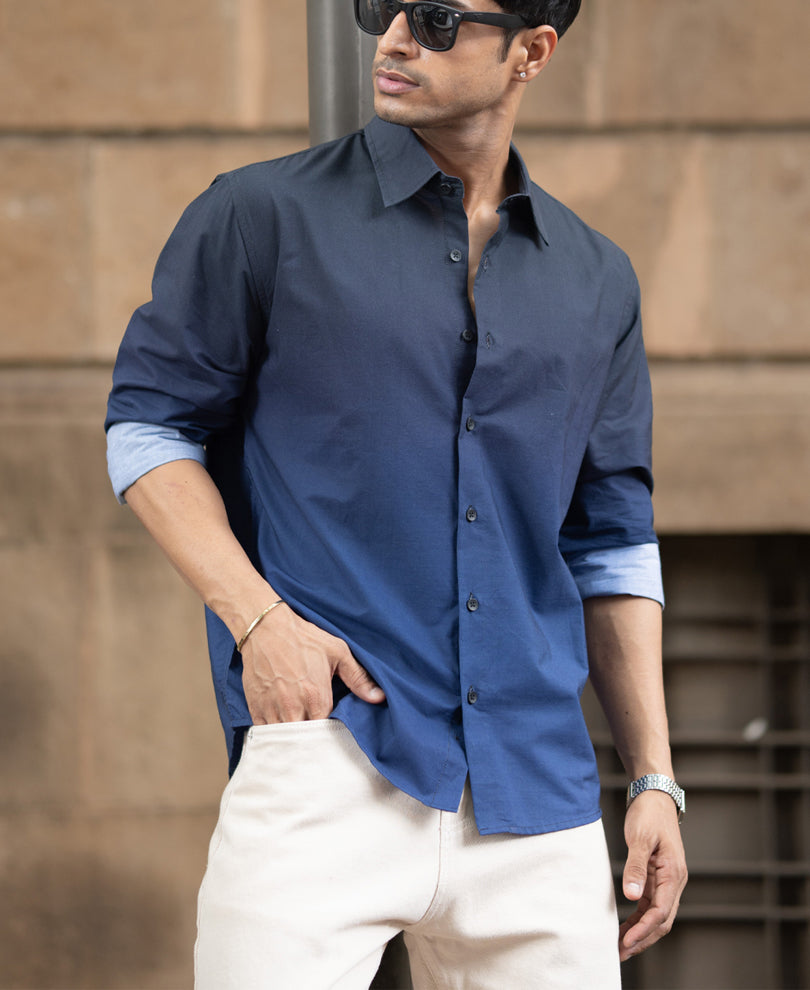 Dark Navy Ombre Print Shirt