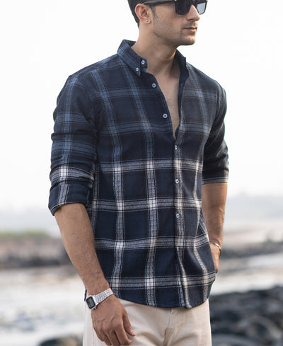 Navy Ombre Checks Shirt