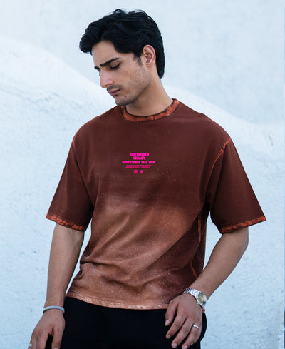Brown Sprayed Graphic T-Shirt