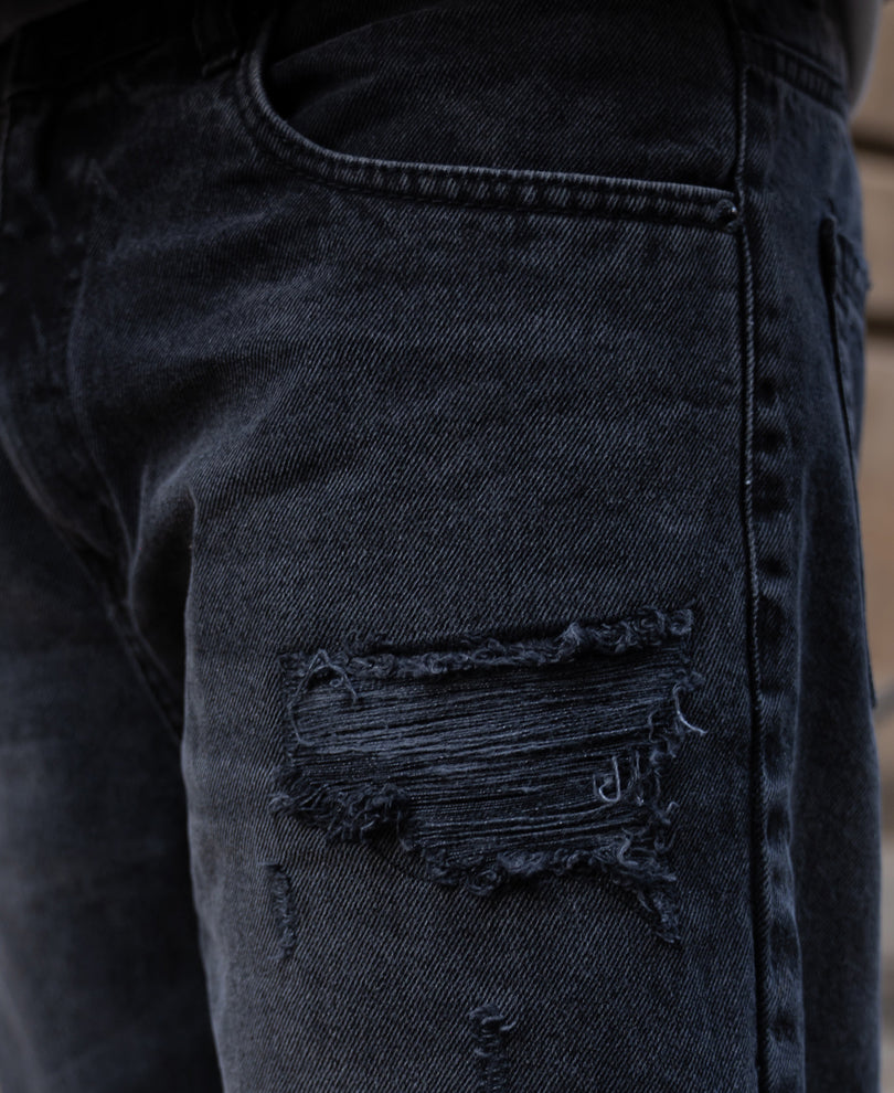 Charcoal Distressed Baggy Jeans