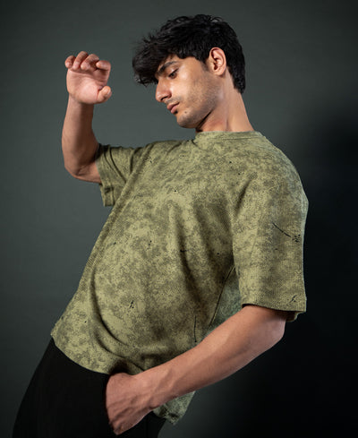 Olive Tie Dye Print T-Shirt