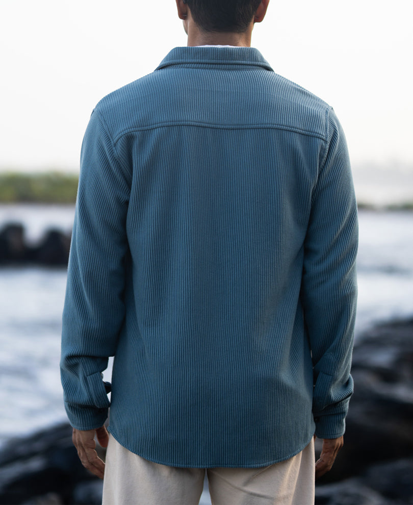 Grey Sky Knit Shirt With Pockets