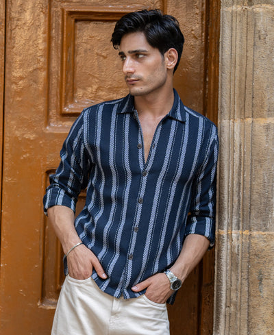 Navy Structure Stripe Shirt