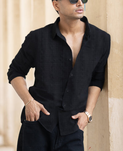 Black Light Weight Structured Shirt