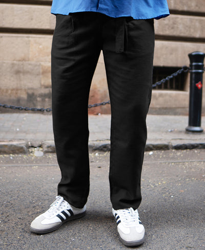Black Cotton Pant With Belt
