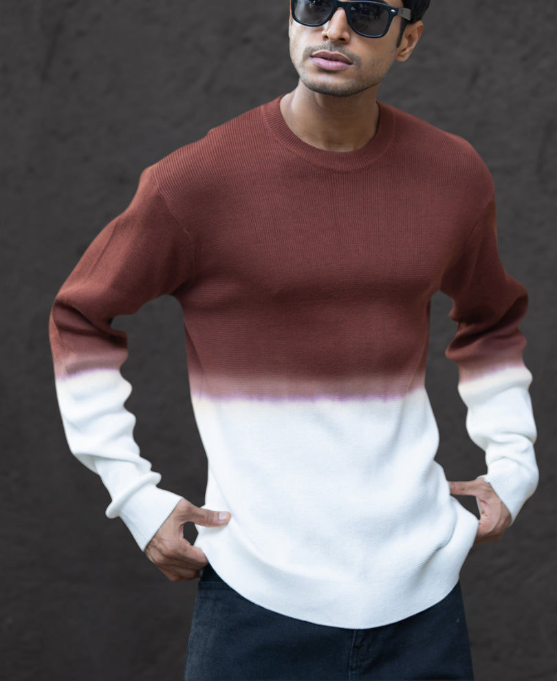 Rust Ombre Knit T-Shirt.