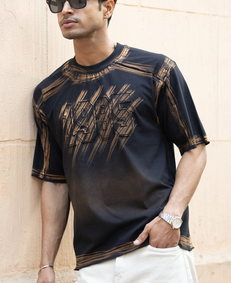 Black Bleached Applique T-Shirt.