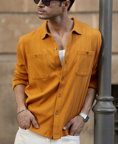 Mustard Structure Knit Shirt