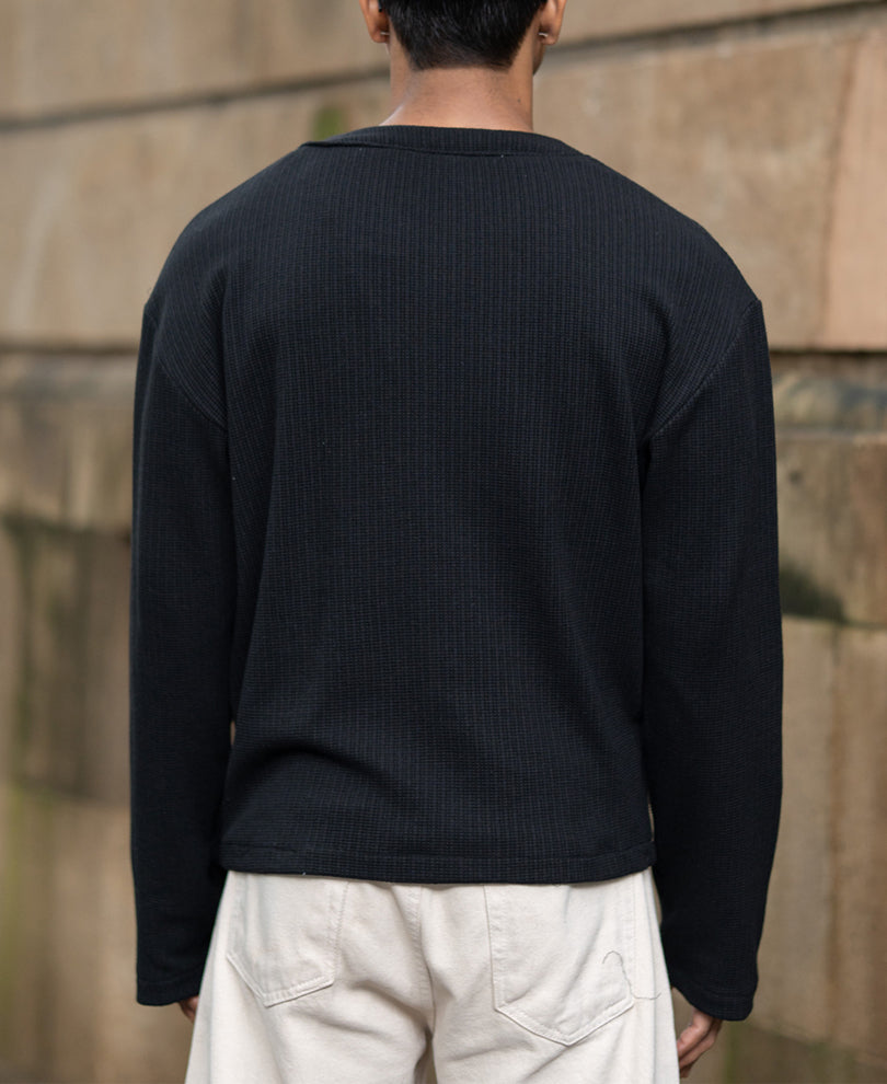 Black Structured Knit Cardigan