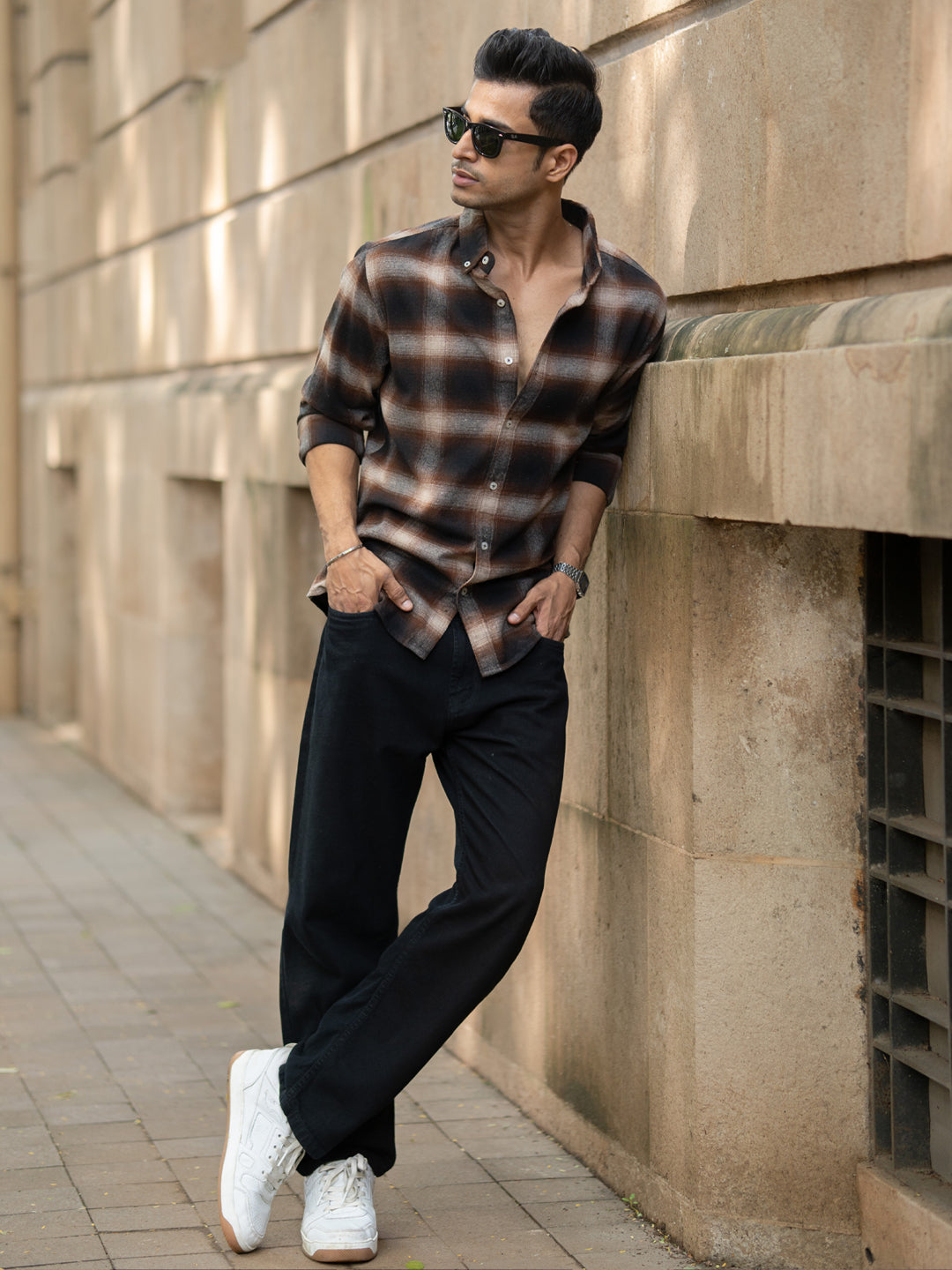 Dark Brown Checks Shirt