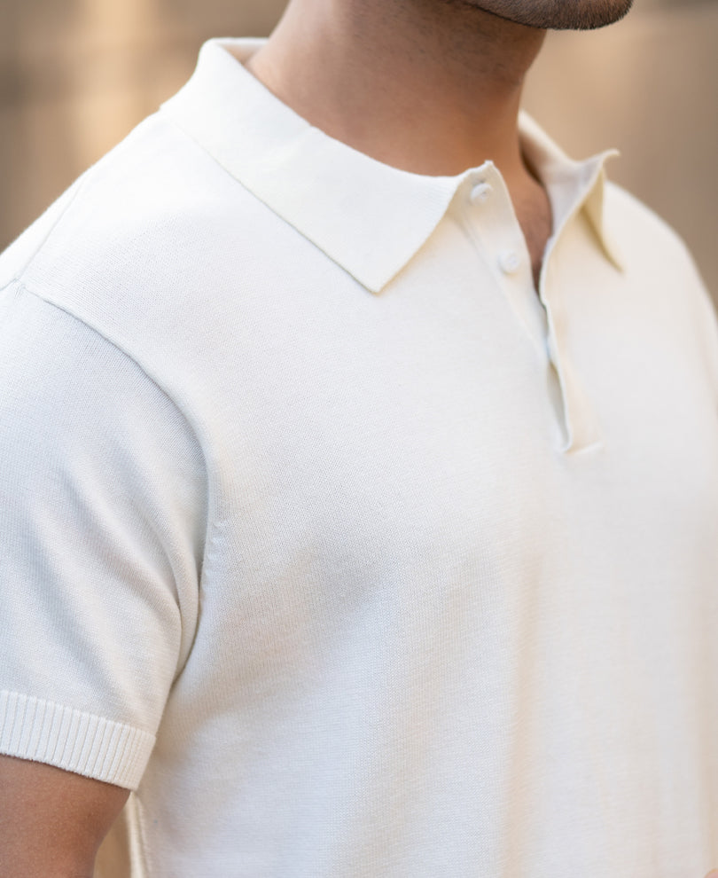 Yellow Ombre Knit Polo T-Shirt