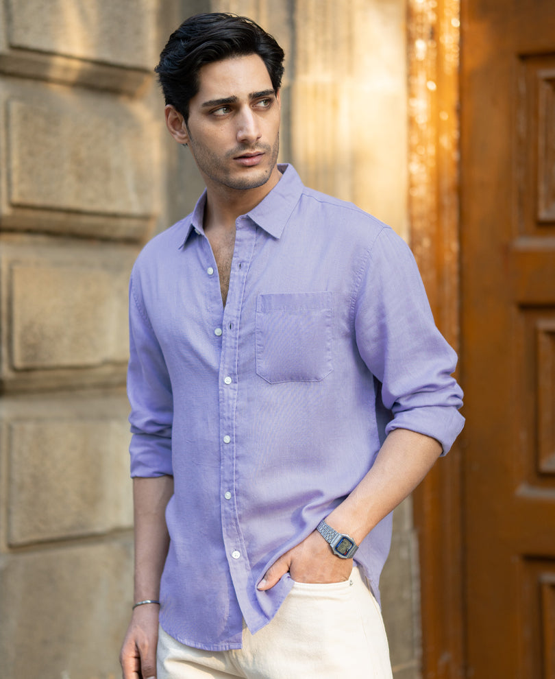 Lavender Linen Blend Shirt