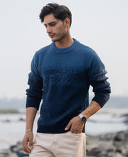 Navy Ombre Jacquard Knit Sweater